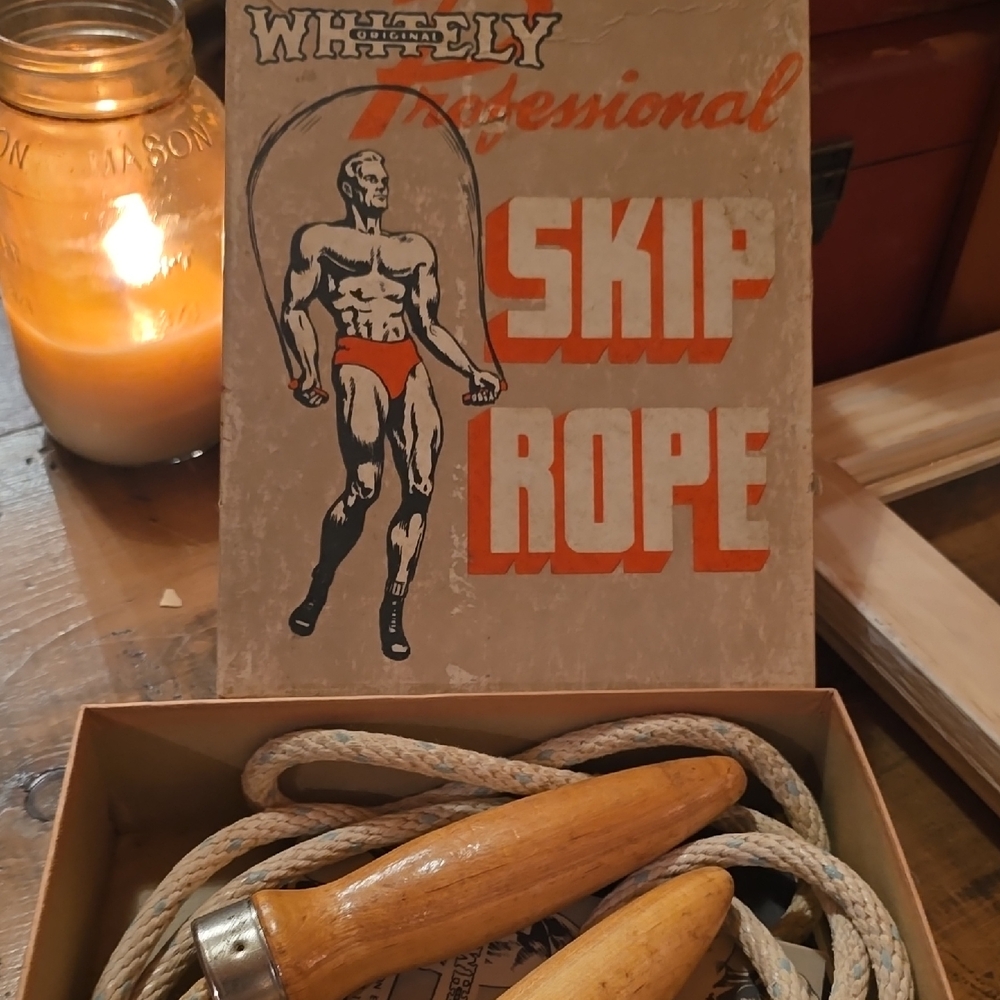 Whitely Professional Skip Rope with Wooden Handles Vintage With Original Box